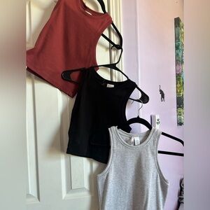 3 pack Tilly’s crop tank tops - Red, Black, Grey